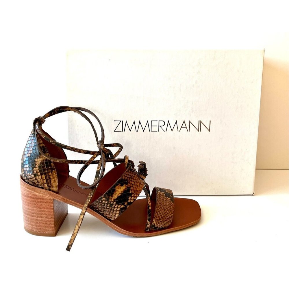 Zimmermann Tan Snakeskin Strappy Sandals